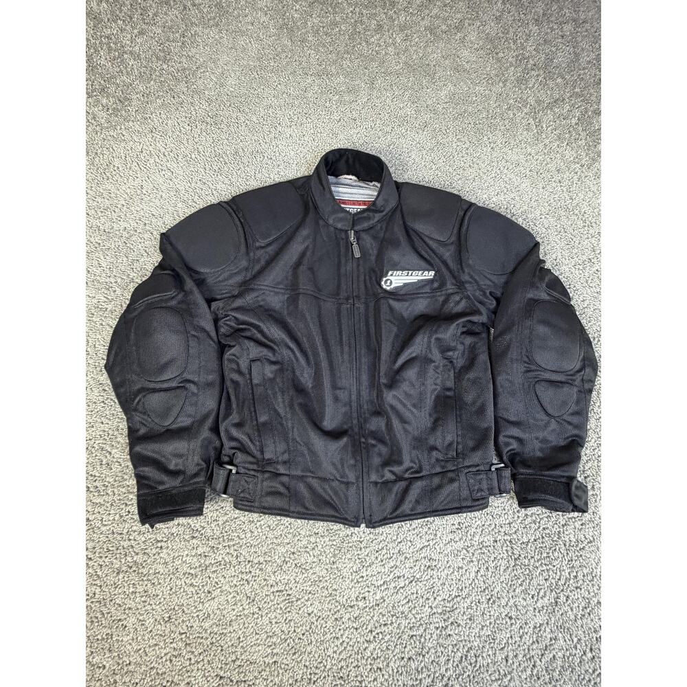 First Gear MeshTex Jacket Mens M Black Padded Motorcycle Riding FG03070 Mesh